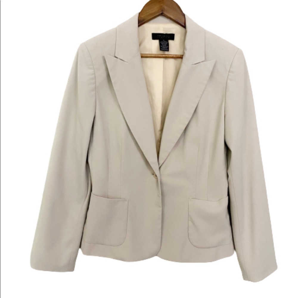 The Limited Cream Button Front Stretch Blazer